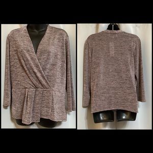 Brenda Beddome Top Women’s Size Large Crossover Peplum Designer Mauve